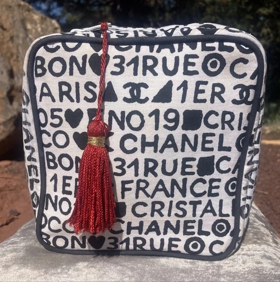 Vintage 1991 Chanel Alphabet Graphic Cosmetic Case - Picture 1 of 5